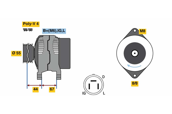 Generator / Alternator 0 986 037 561 BOSCH