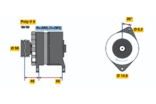 Generator / Alternator 0 986 037 801 BOSCH