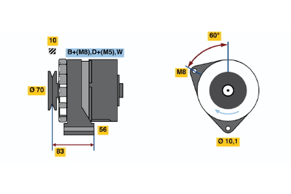 Generator / Alternator 0 986 038 100 BOSCH