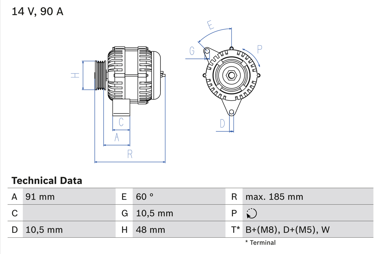 Generator / Alternator 0 986 038 160 BOSCH