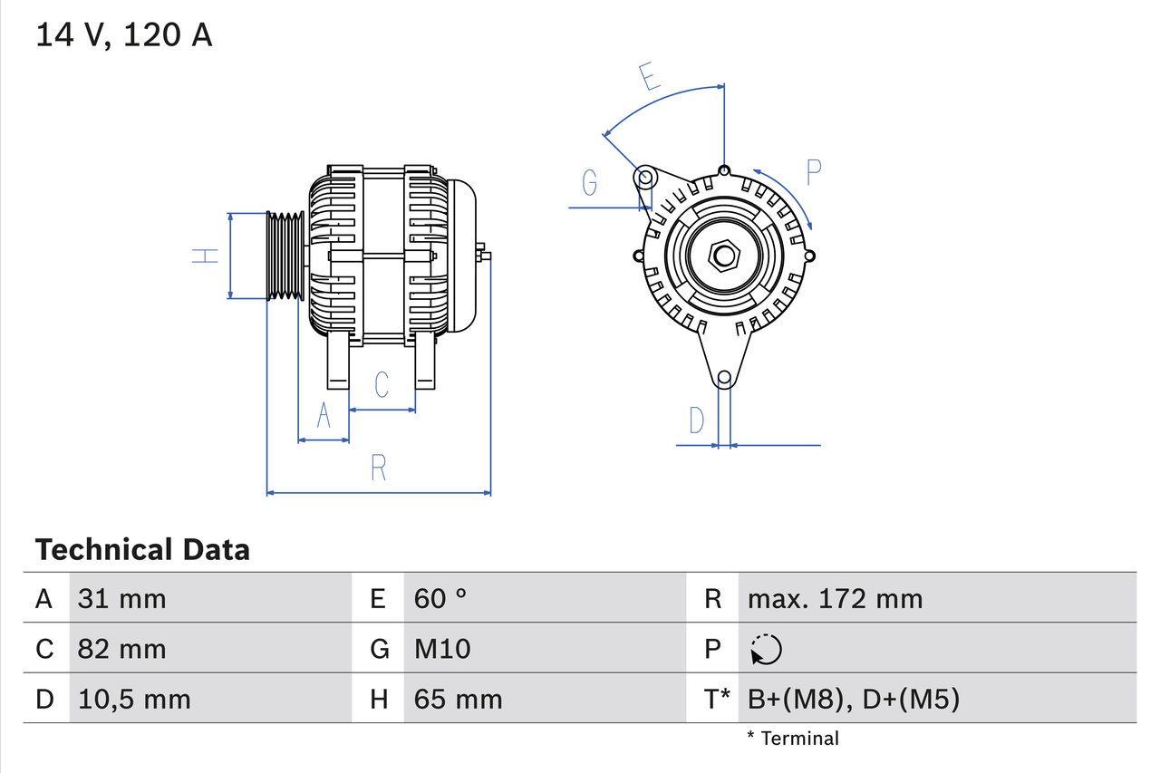 Generator / alternator 0 986 038 180 BOSCH