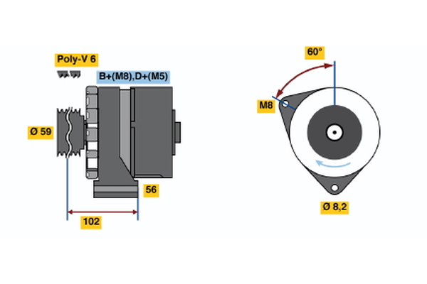 Generator / Alternator 0 986 038 340 BOSCH