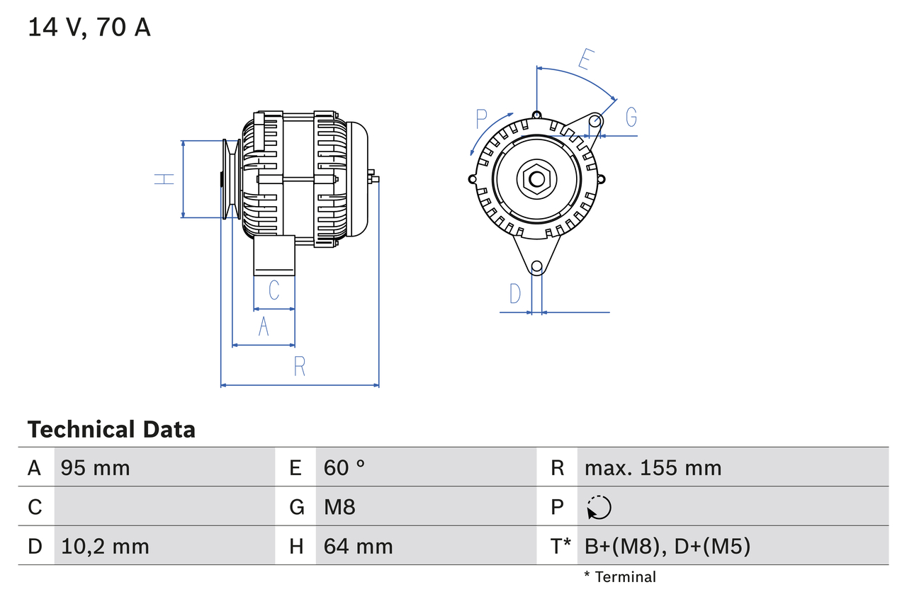 Generator / alternator 0 986 038 730 BOSCH