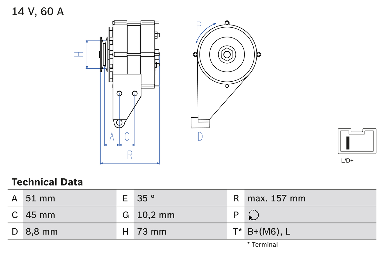 Generator / Alternator 0 986 038 841 BOSCH
