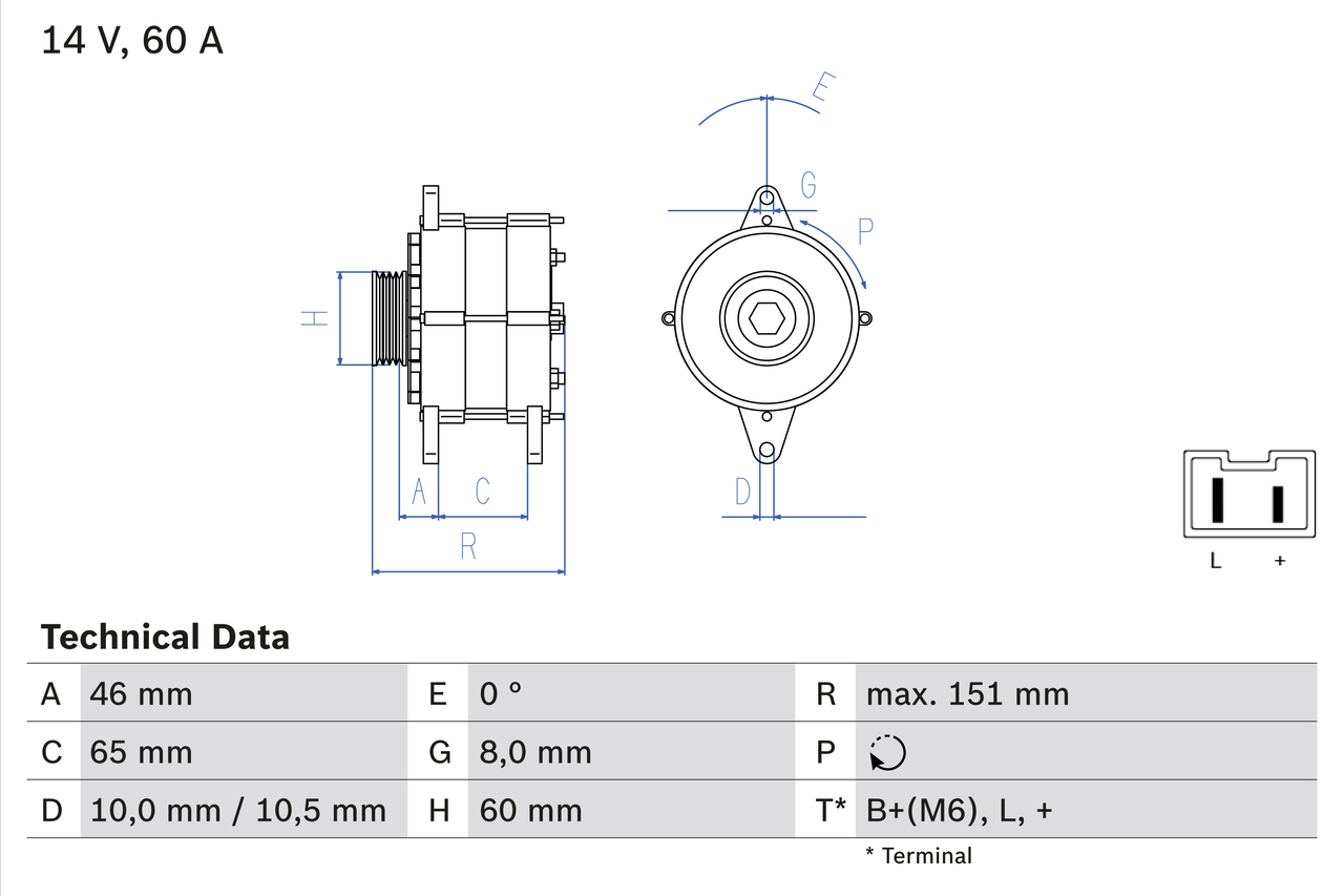 Generator / Alternator 0 986 038 851 BOSCH