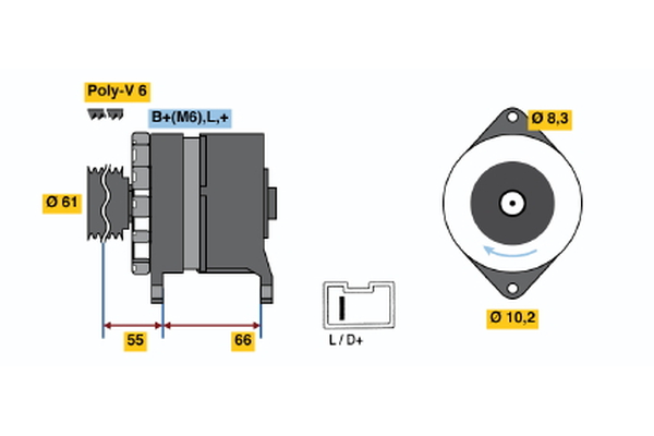 Generator / Alternator 0 986 038 861 BOSCH