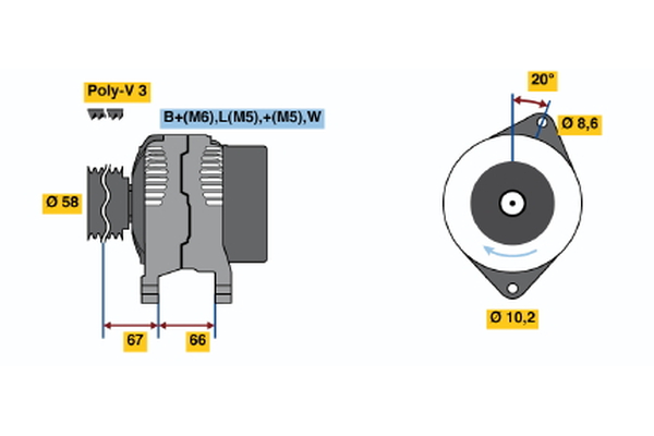 Generator / Alternator 0 986 038 871 BOSCH