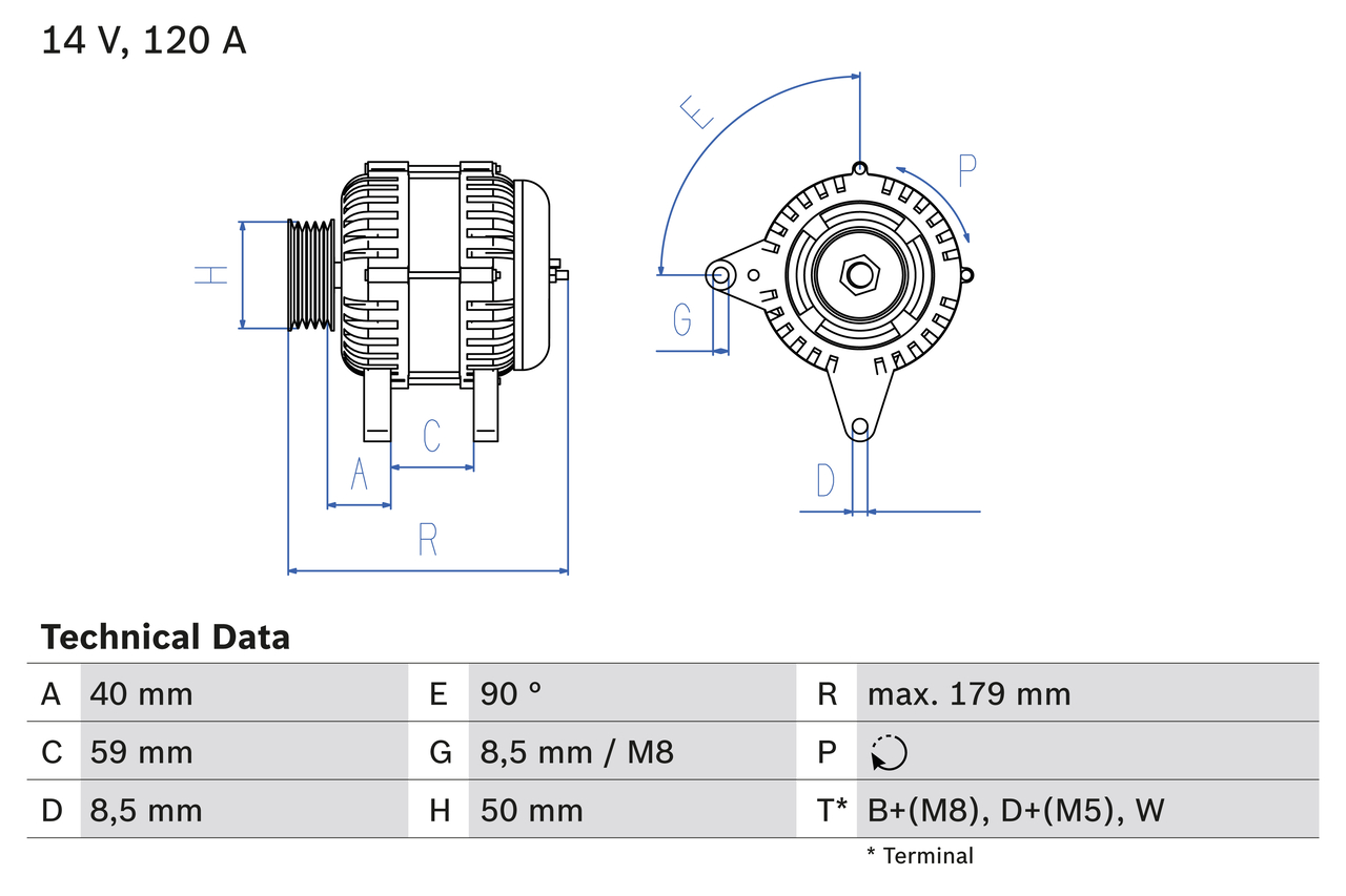 Generator / Alternator 0 986 038 950 BOSCH