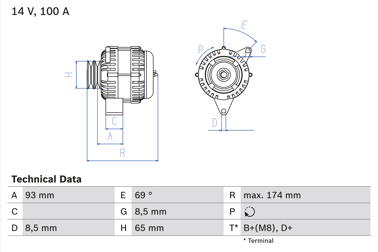 Generator / Alternator 0 986 039 180 BOSCH