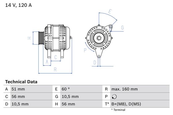 Generator / Alternator 0 986 039 250 BOSCH