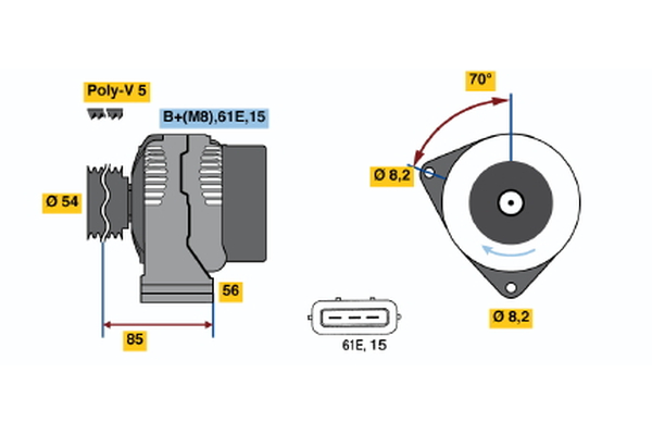 Generator / Alternator 0 986 039 730 BOSCH