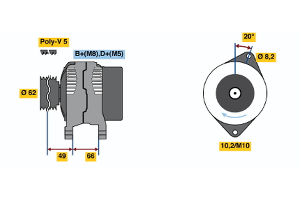 Generator / Alternator 0 986 039 921 BOSCH