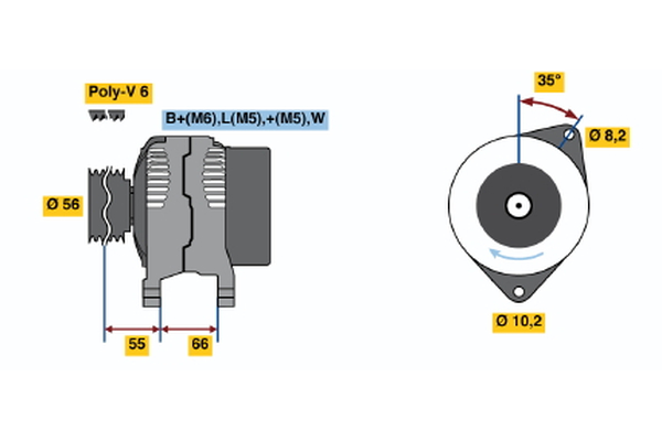 Generator / Alternator 0 986 040 001 BOSCH