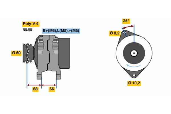 Generator / Alternator 0 986 040 141 BOSCH