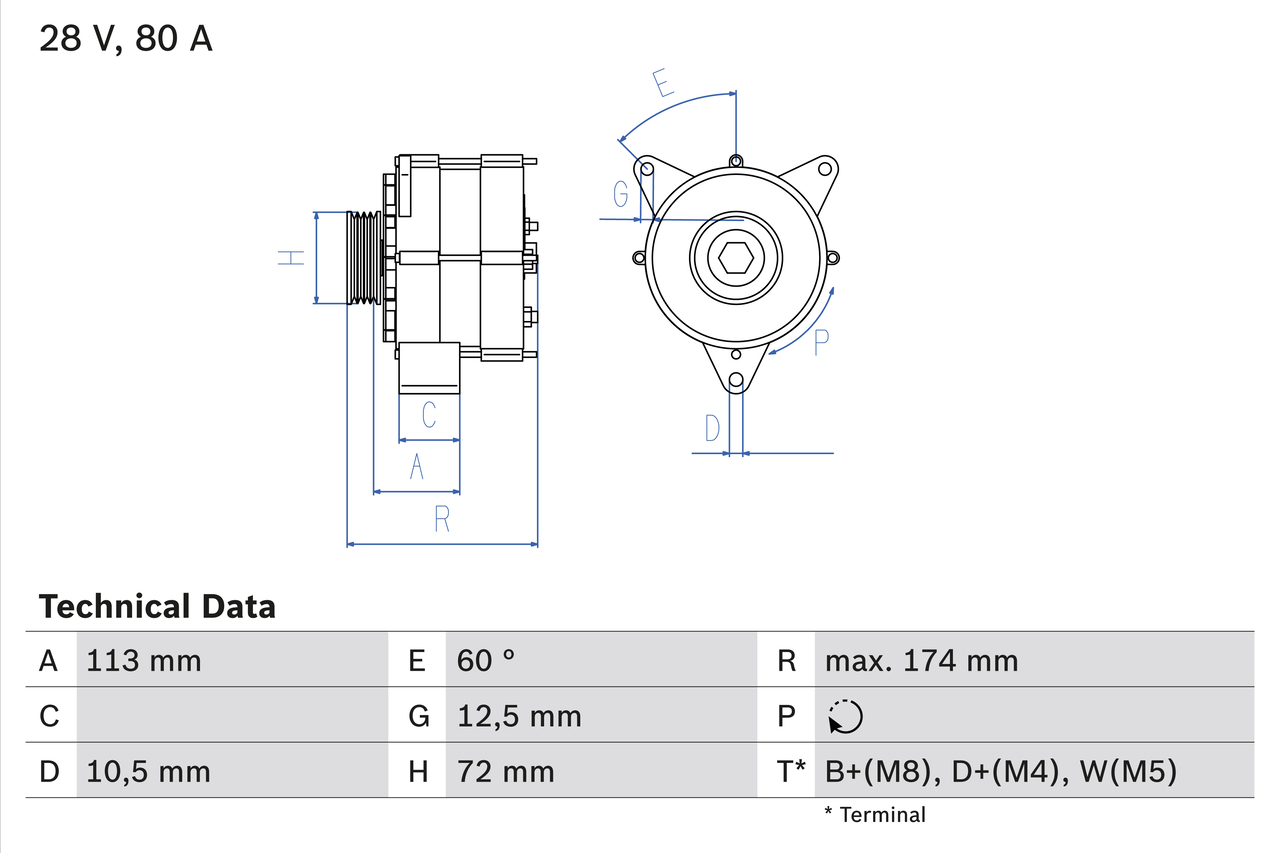 Generator / alternator 0 986 040 260 BOSCH