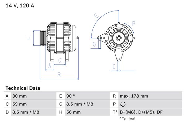 Generator / Alternator 0 986 040 350 BOSCH