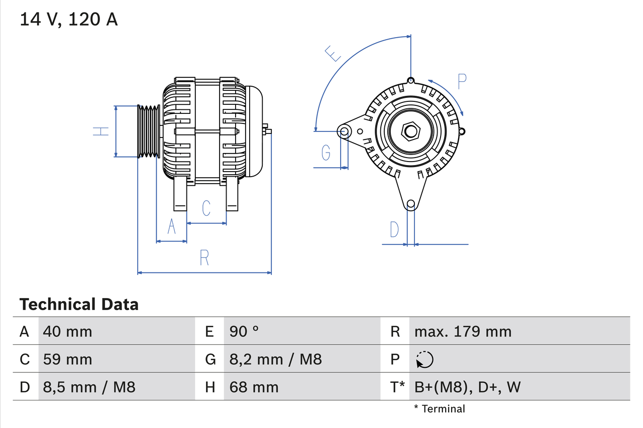Generator / Alternator 0 986 040 360 BOSCH