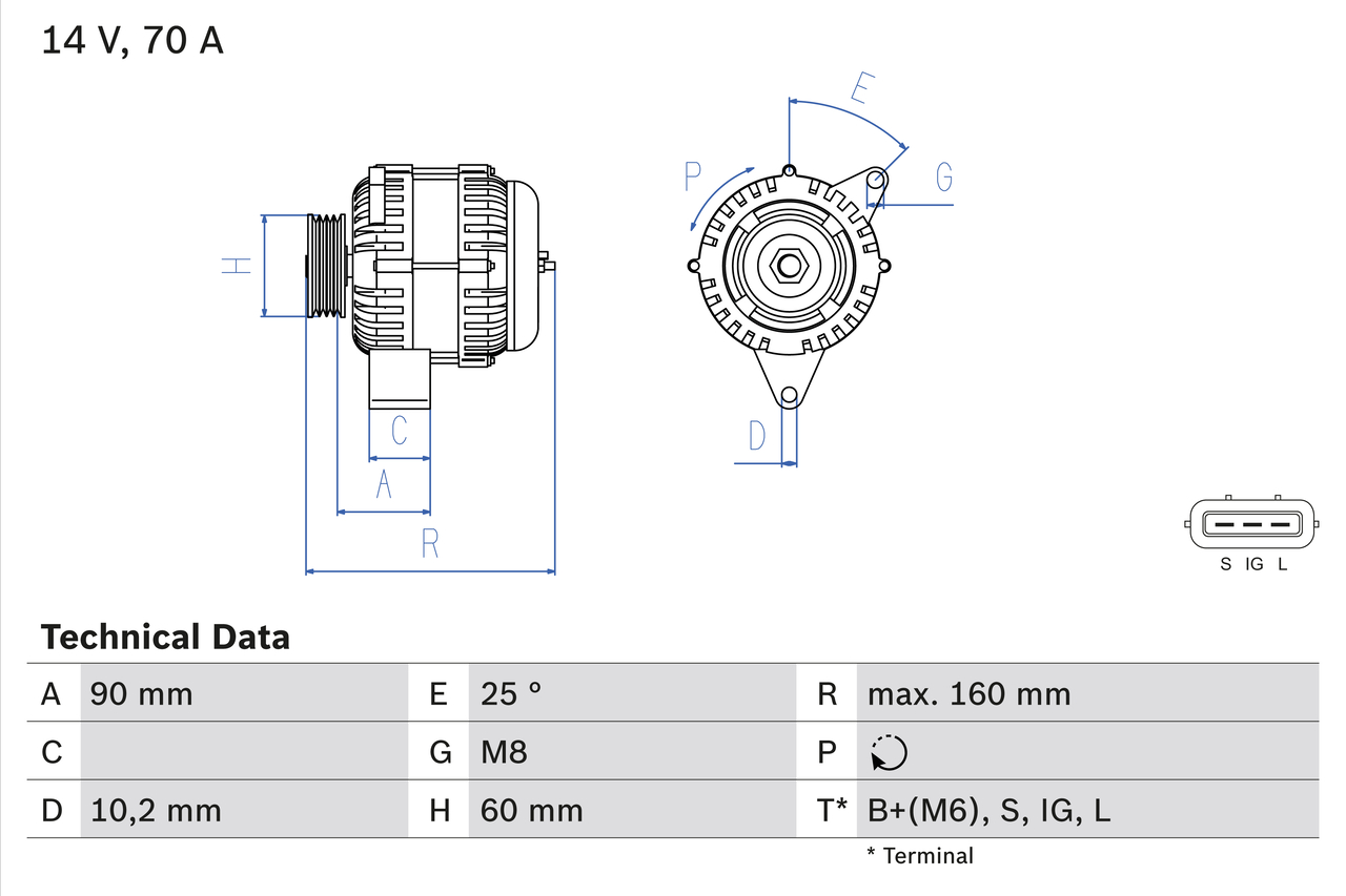 Generator / Alternator 0 986 040 461 BOSCH