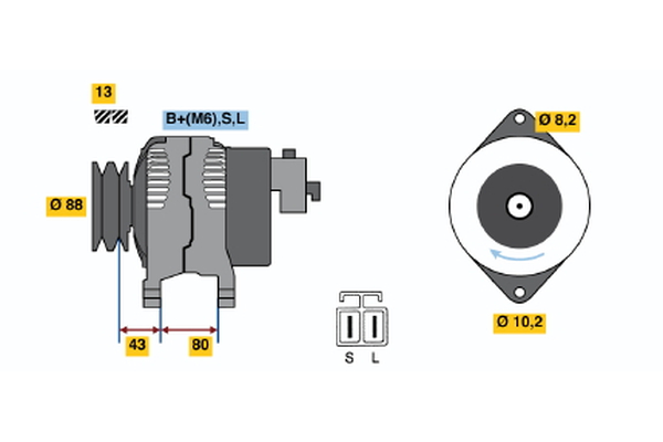 Generator / Alternator 0 986 040 561 BOSCH