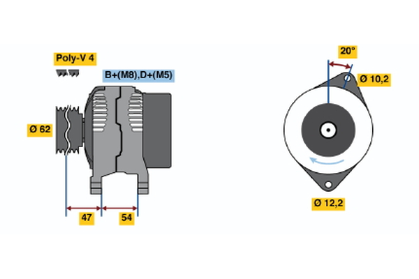 Generator / Alternator 0 986 040 661 BOSCH