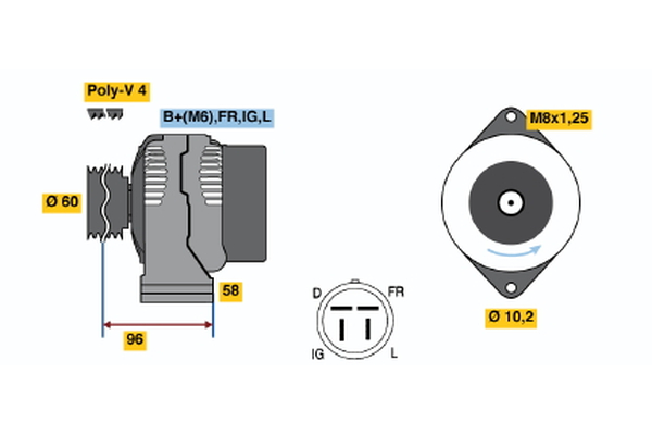 Generator / Alternator 0 986 040 910 BOSCH