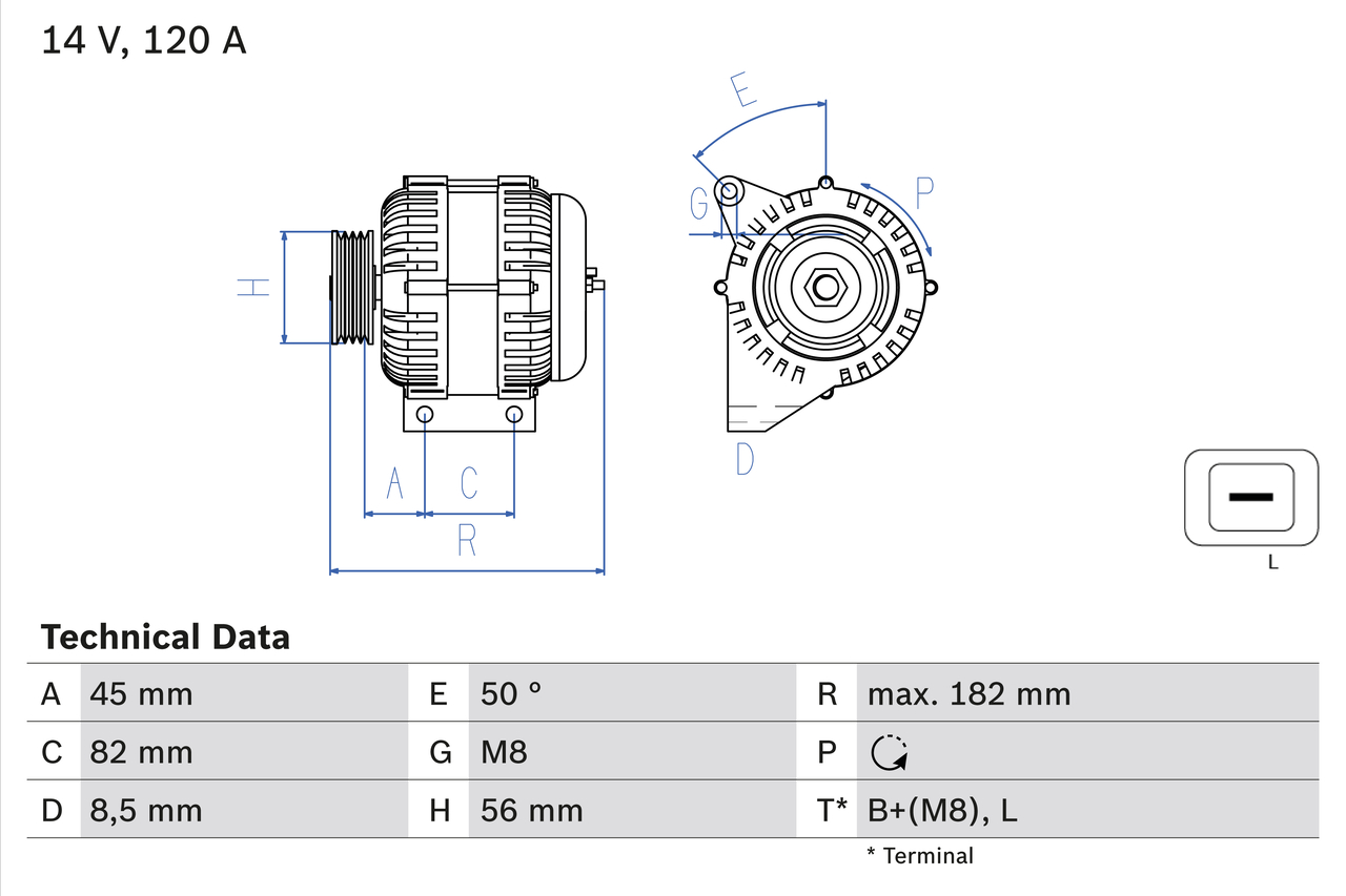 Generator / Alternator 0 986 041 150 BOSCH