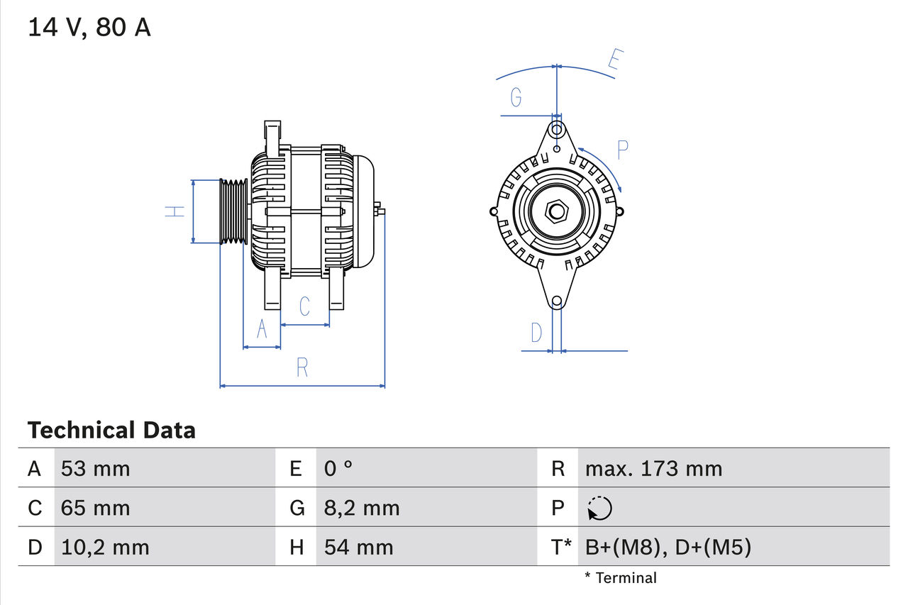 Generator / Alternator 0 986 041 381 BOSCH