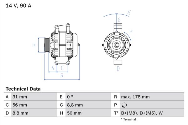 Generator / Alternator 0 986 041 530 BOSCH