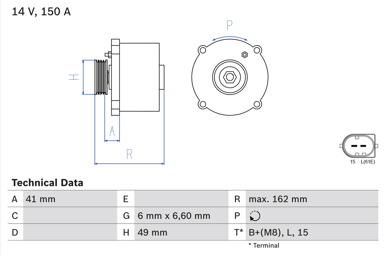 Generator / alternator 0 986 041 750 BOSCH