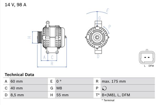 Generator / Alternator 0 986 041 850 BOSCH