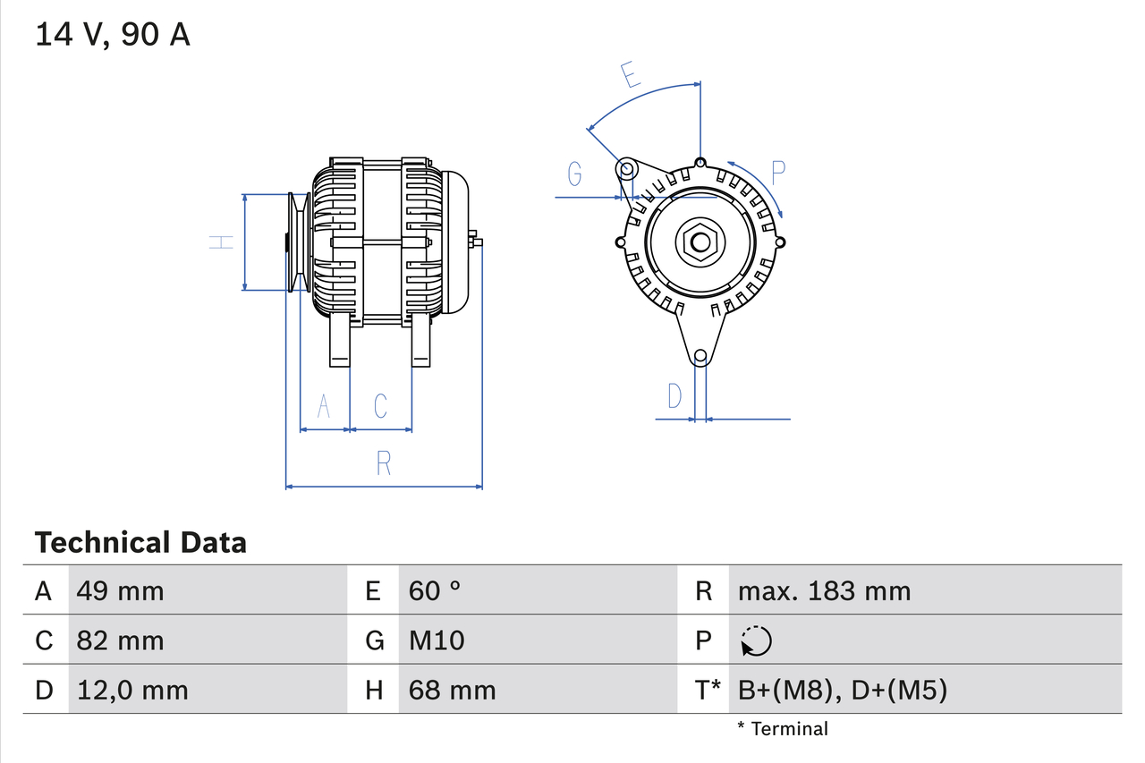 Generator / Alternator 0 986 041 970 BOSCH