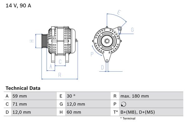 Generator / Alternator 0 986 042 000 BOSCH