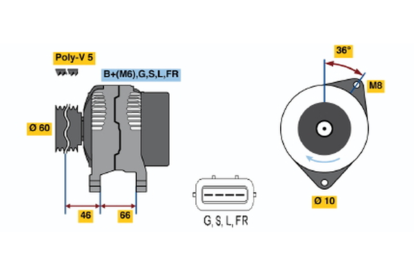 Generator / Alternator 0 986 042 301 BOSCH
