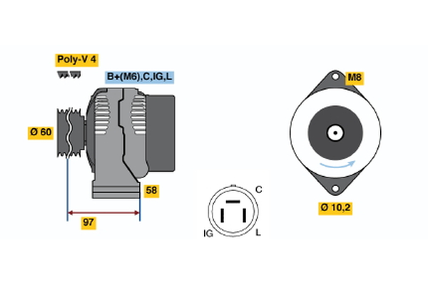 Generator / Alternator 0 986 042 321 BOSCH