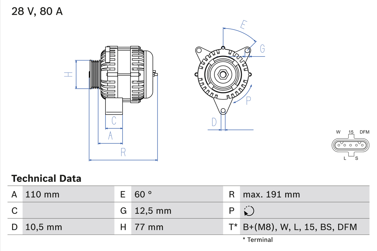 Generator / Alternator 0 986 042 380 BOSCH