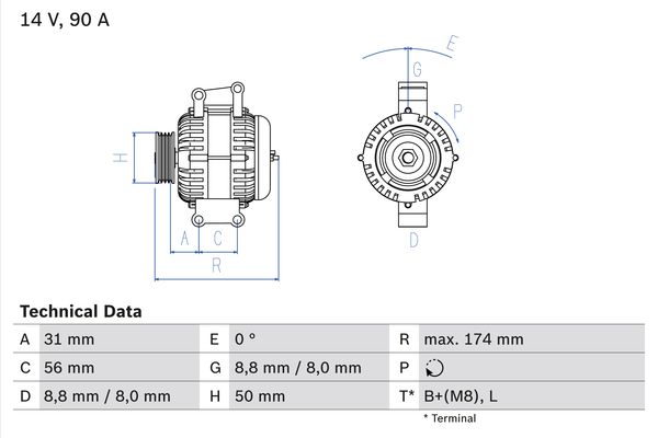 Generator / Alternator 0 986 042 530 BOSCH