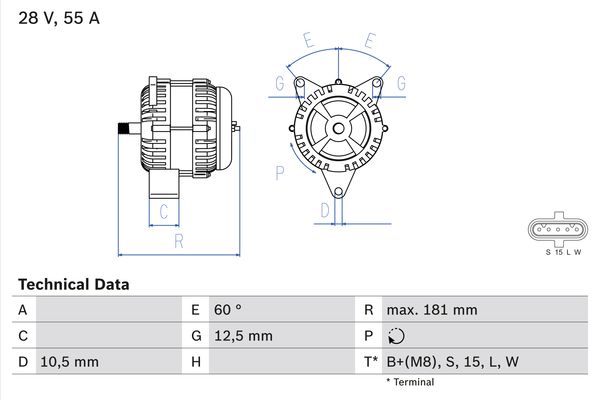 Generator / Alternator 0 986 042 580 BOSCH