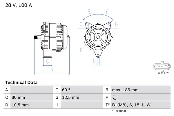 Generator / Alternator 0 986 042 590 BOSCH