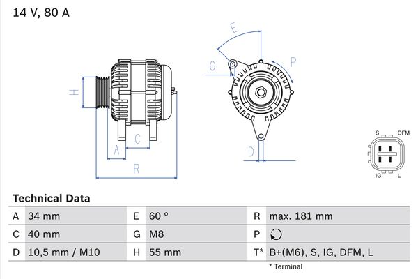 Generator / Alternator 0 986 042 660 BOSCH