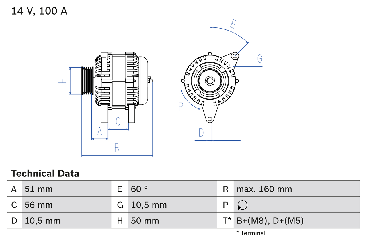 Generator / Alternator 0 986 042 750 BOSCH