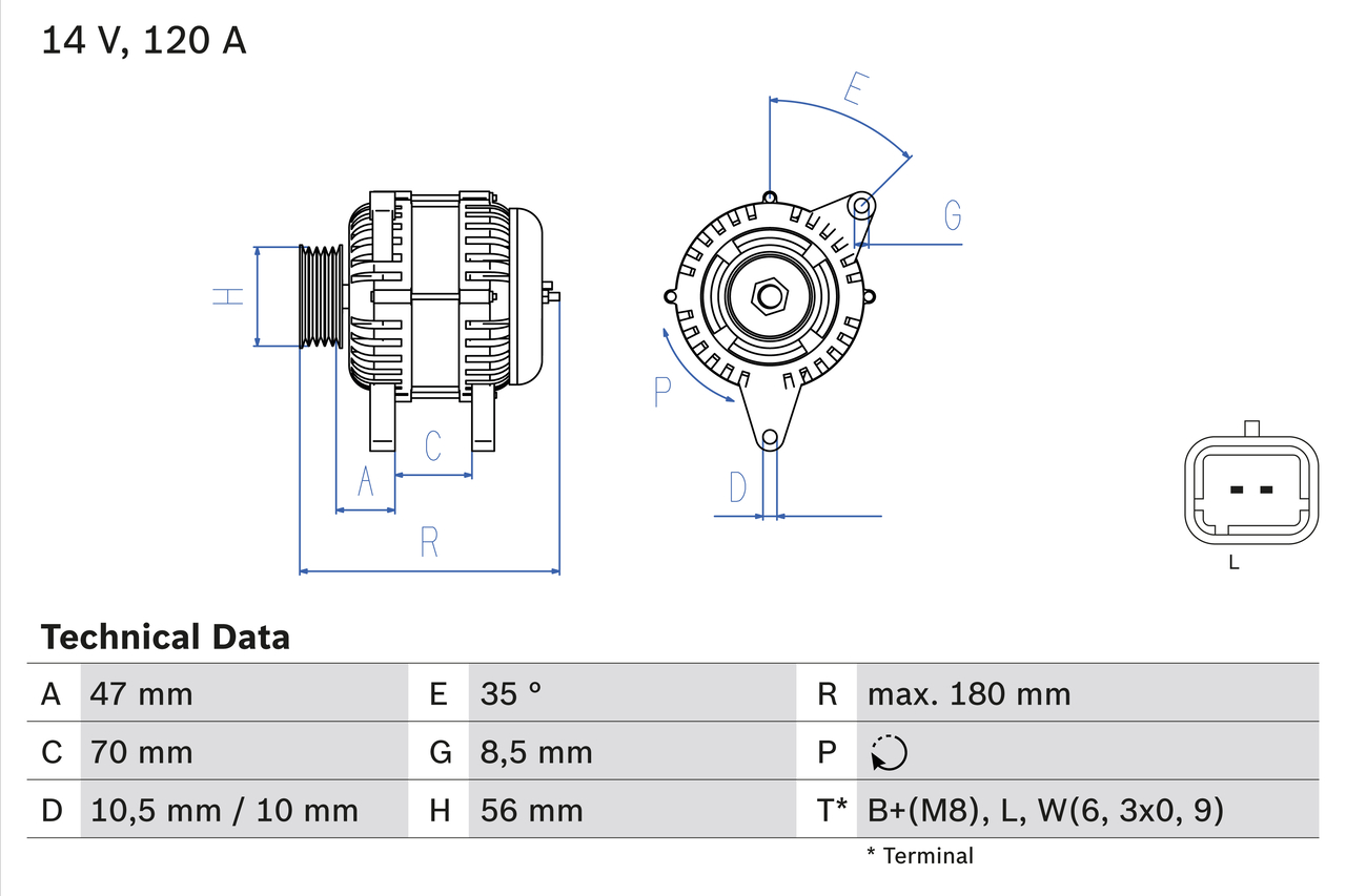 Generator / Alternator 0 986 043 091 BOSCH