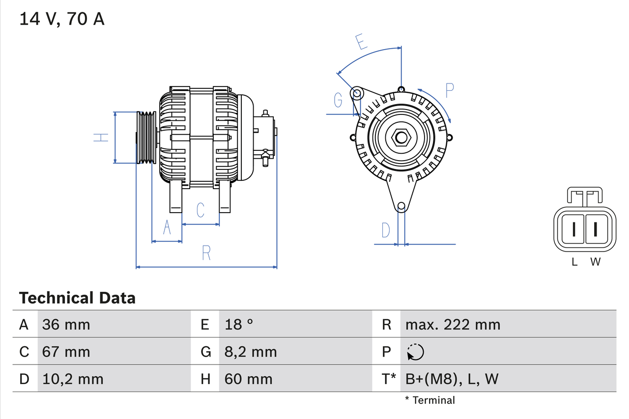 Generator / alternator 0 986 043 101 BOSCH