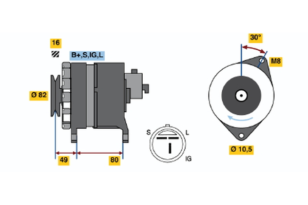 Generator / Alternator 0 986 043 121 BOSCH