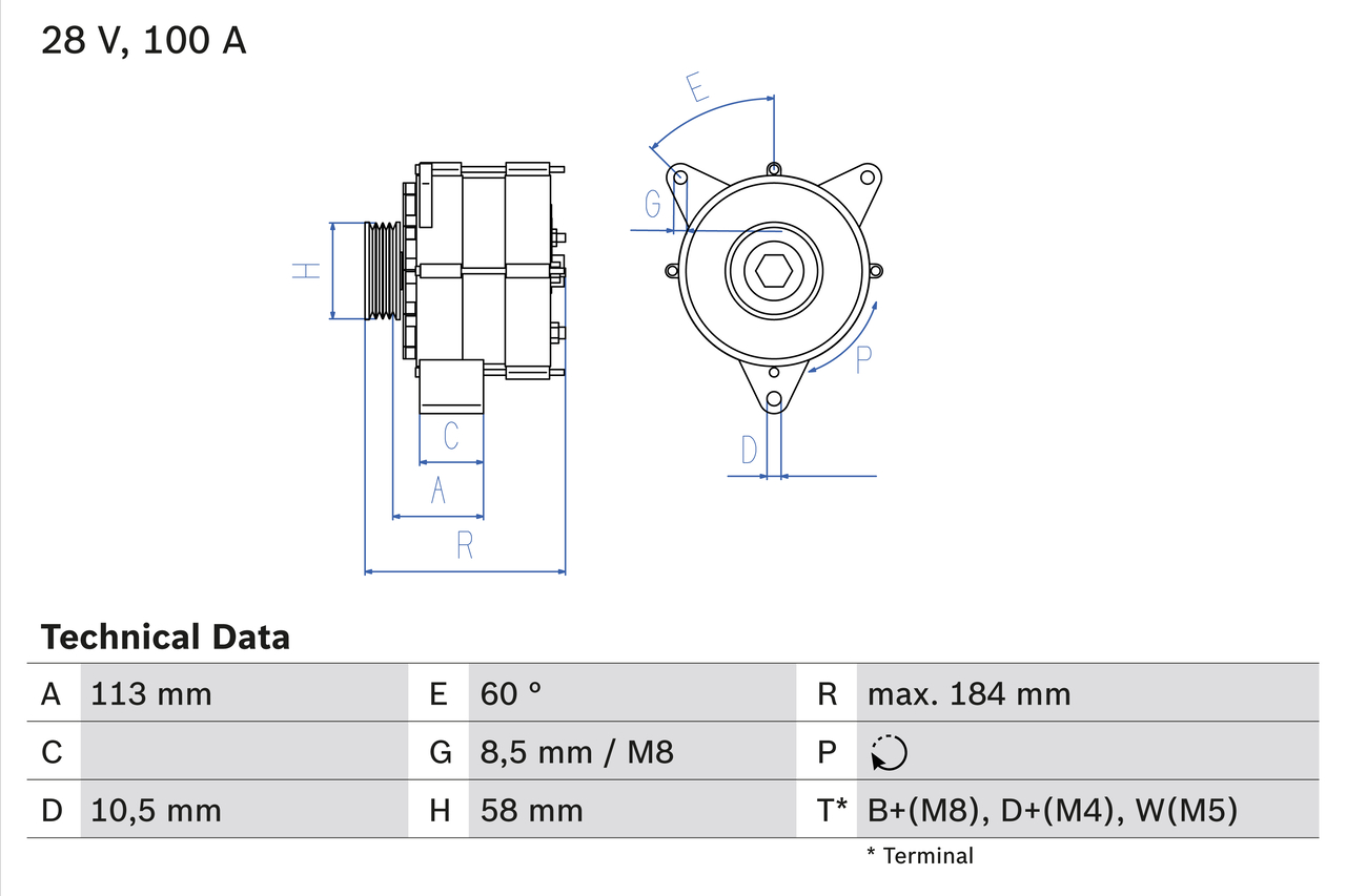 Generator / Alternator 0 986 043 890 BOSCH