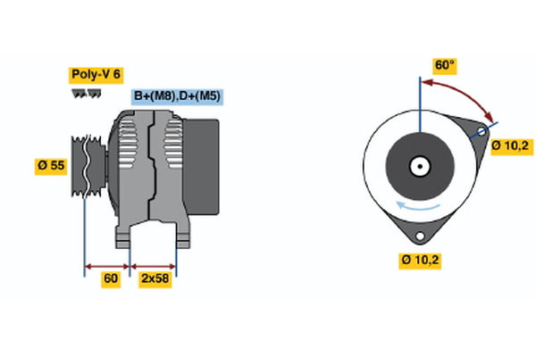 Generator / Alternator 0 986 043 931 BOSCH