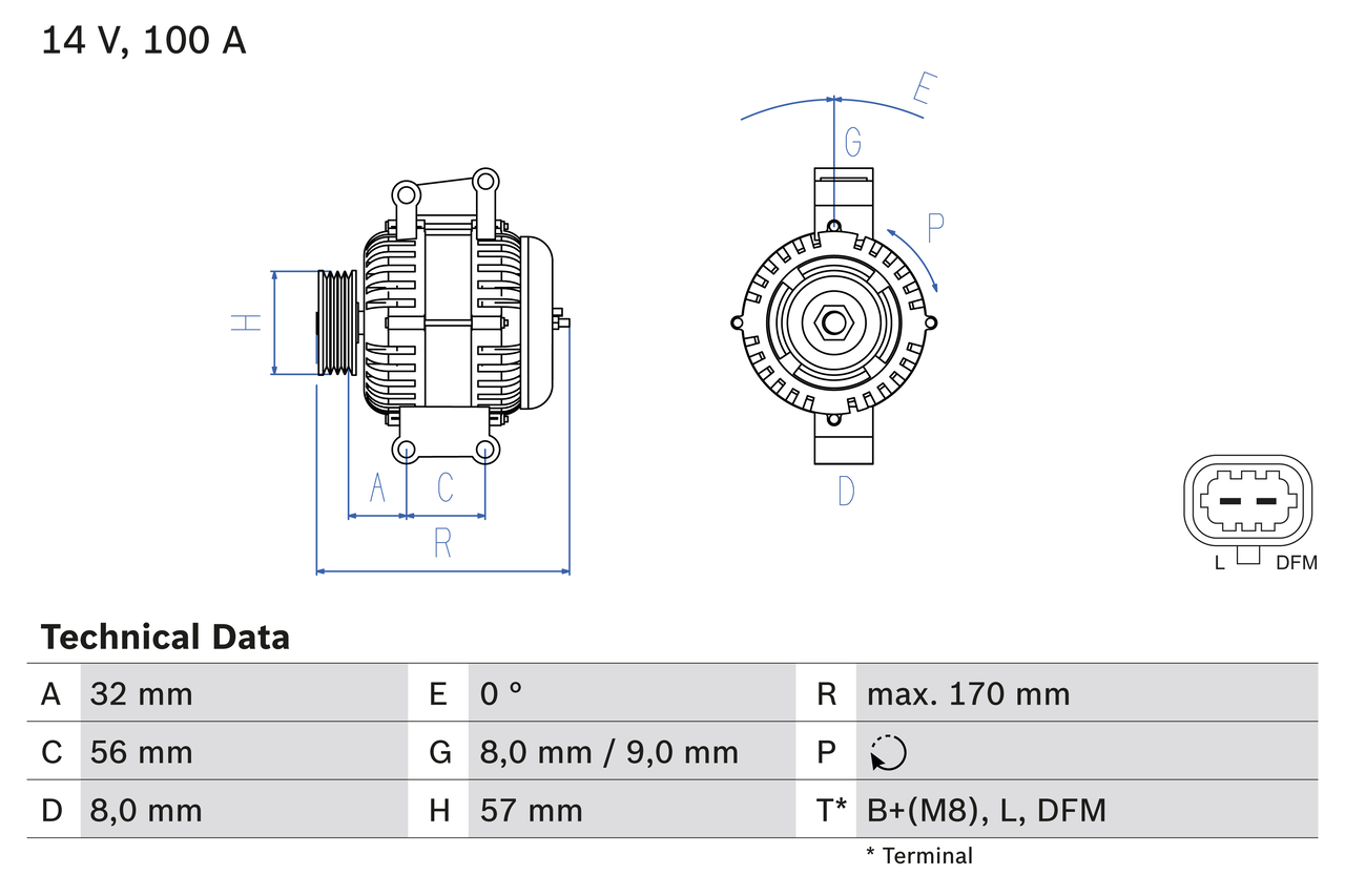 Generator / alternator 0 986 044 010 BOSCH