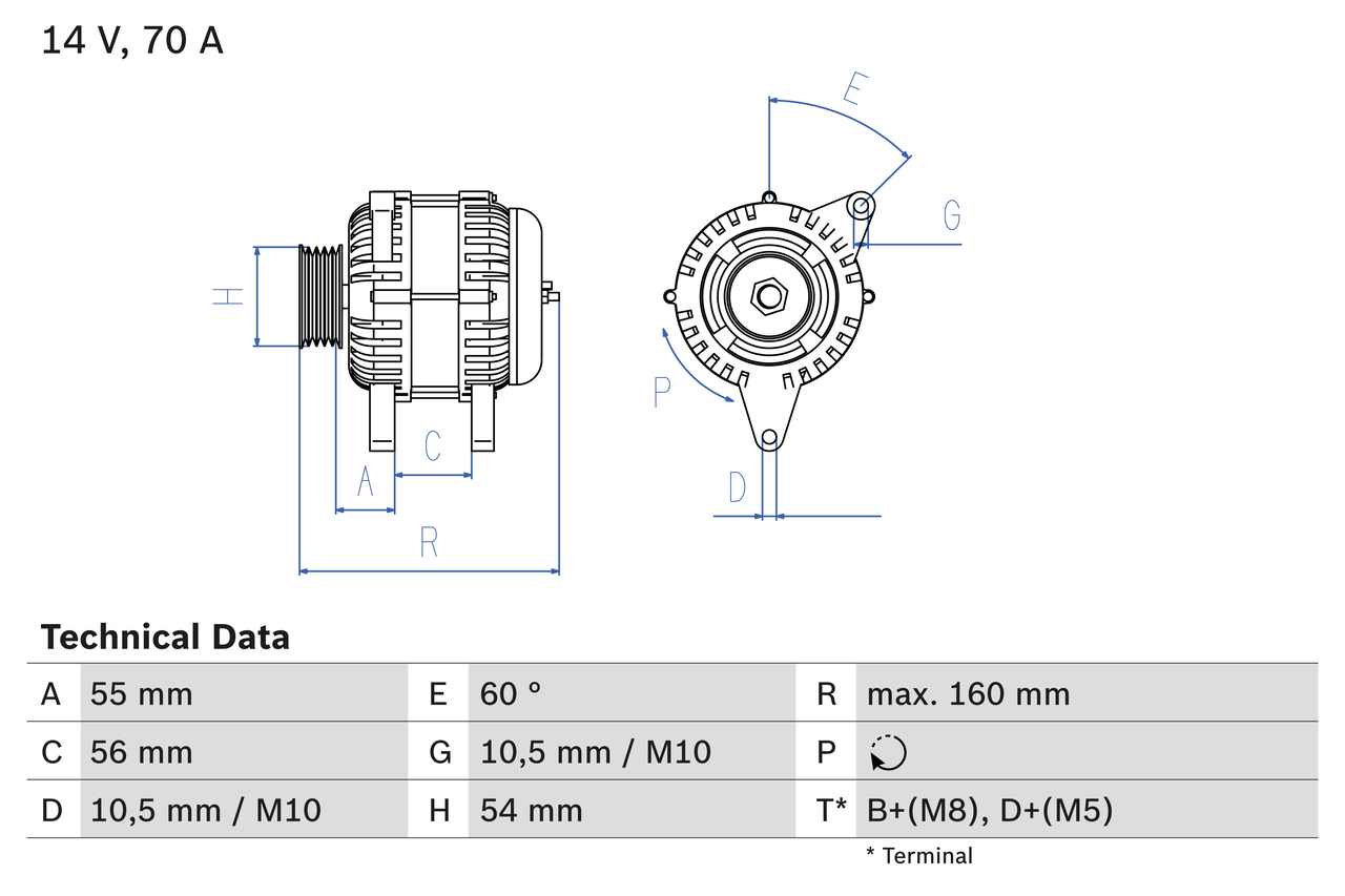 Generator / Alternator 0 986 044 210 BOSCH