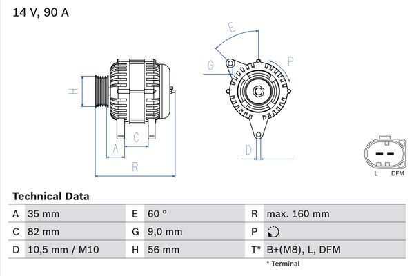 Generator / Alternator 0 986 044 300 BOSCH