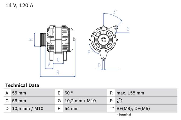 Generator / Alternator 0 986 044 410 BOSCH