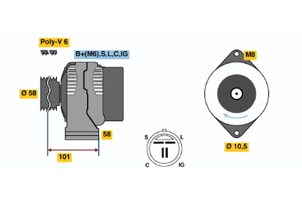 Generator / Alternator 0 986 044 511 BOSCH